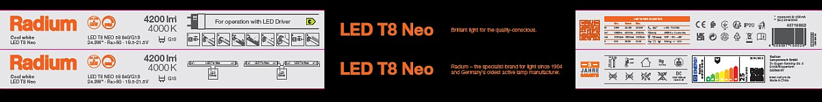 LED Röhre T8 DC-TUBE LED T8 NEO 58 840/G13 - Radium 43719852 - KS
