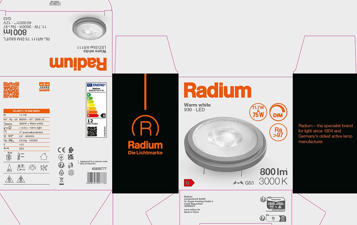 43820777 | LED Star LED-RetroFit AR111, RL-AR111 75 DIM 930/FL | Radium.de