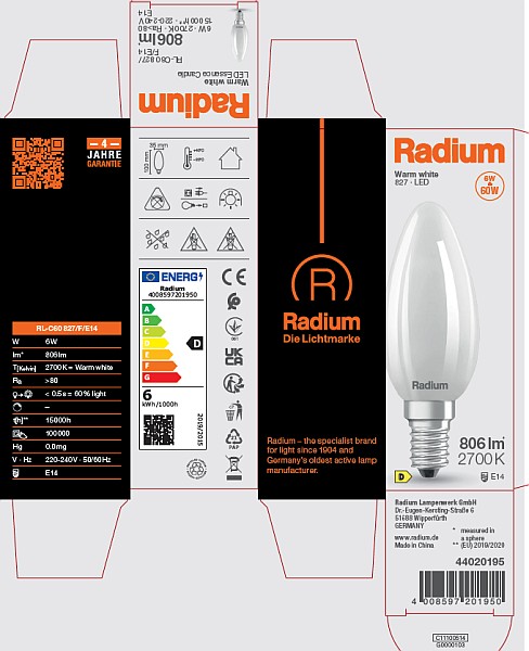 Radium CO26 15W/c, E14 en vente sur